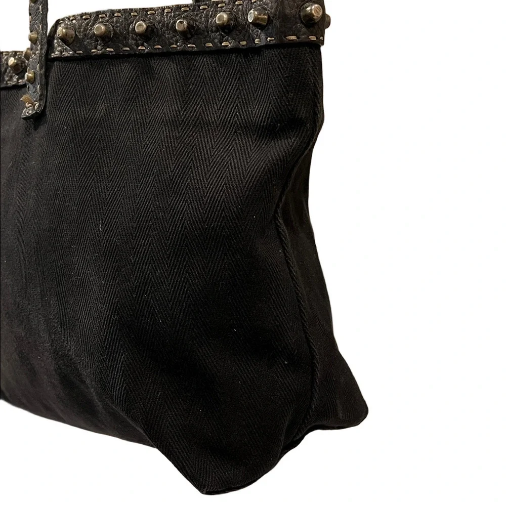 Fendi Selleria Black Studded Tote Bag